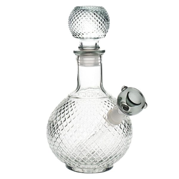 Vintage Decanter Style Glass Water Pipe w/ Cap - 7.5" / Cruet - Image 3