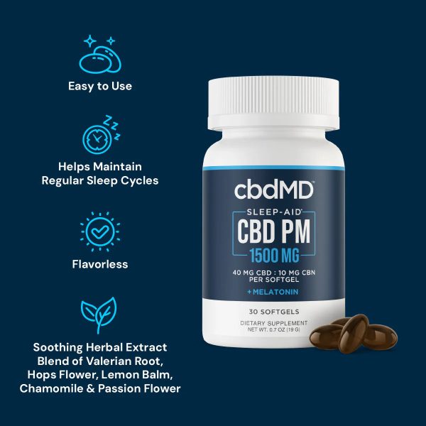 cbdMD CBD Sleep Softgels - 1500MG (Broad or Full Spectrum) - Image 2