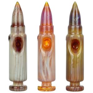 Rapid Fire Bullet Glass Hand Pipe - 4.5" / Colors Vary