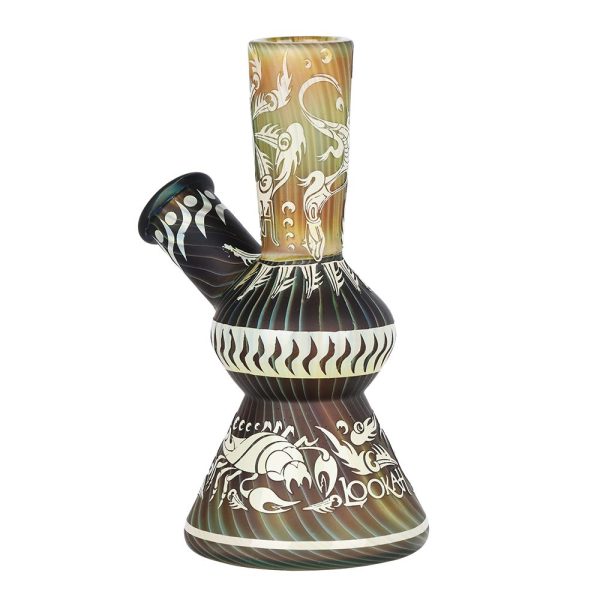 Lookah Glass Sacred Arthropod Black Etched Glass Water Pipe - 5.75" / 14mm F - Image 3