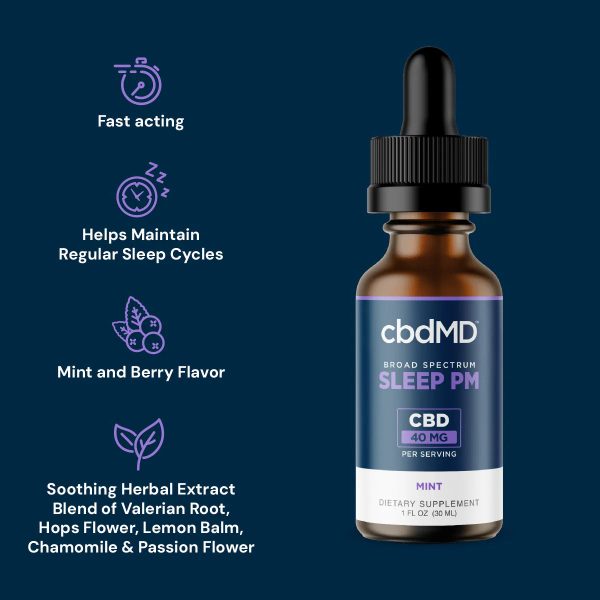 cbdMD CBD PM Oil Drops 30mL Mint - 1500MG - Image 2