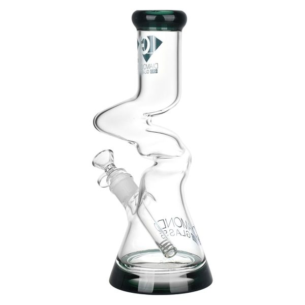 Diamond Glass Gold Zong Beaker Water Pipe - 11" / 14mm F / Colors Vary - Image 3