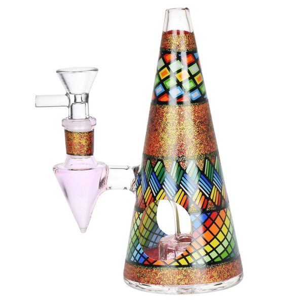 Conical Stained Glass Water Pipe - 6.25" / 14mm F - Image 2