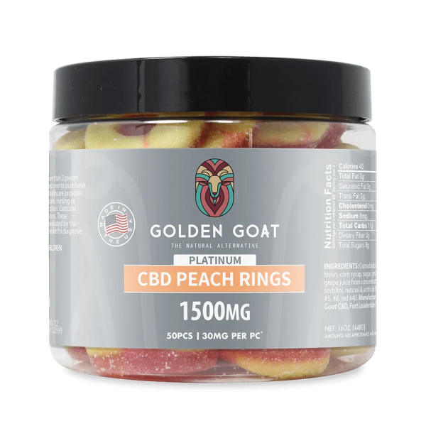 Golden Goat Platinum CBD Gummies 1500mg - Peach Rings