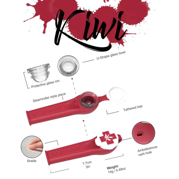 Piecemaker Kiwi Silicone Hand Pipe w/ Cap - 3"/Colors Vary - Image 2
