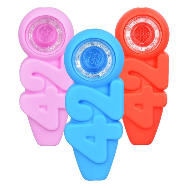 420 Silicone Hand Pipe | 4" | Assorted Colors | 5pc Set - Image 2