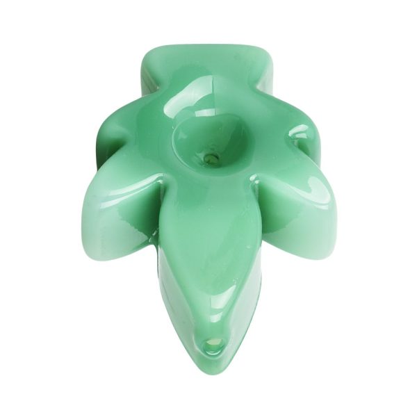 Humble Hemp Leaf Glass Hand Pipe - 3" / Colors Vary - Image 2