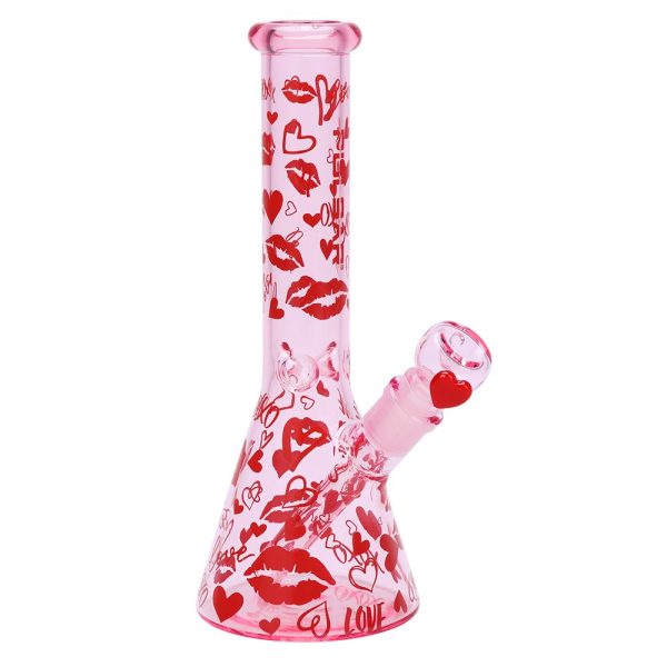 Pulsar Valentine's XOXO Glass Beaker Water Pipe & Hand Pipe Set - 10" / 14mm F - Image 2