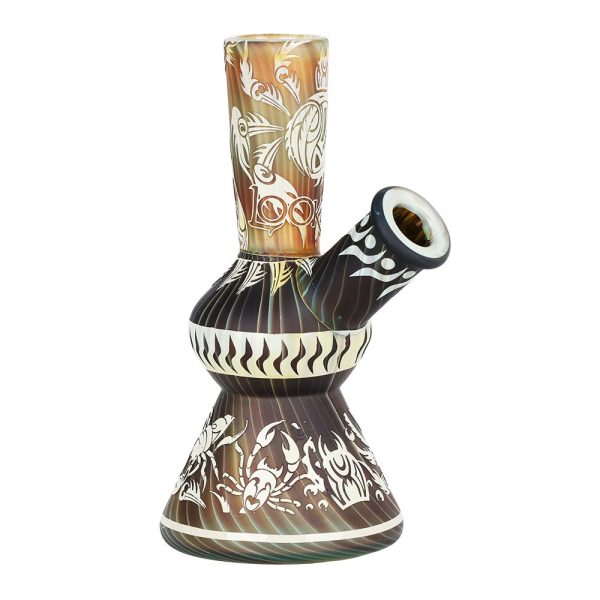 Lookah Glass Sacred Arthropod Black Etched Glass Water Pipe - 5.75" / 14mm F - Image 2