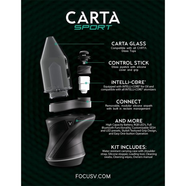 Focus V CARTA Sport Portable Electric Dab Rig | Black | 2700mAh - Image 7