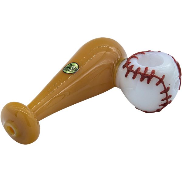 LA Pipes "420 Stretch" Bat & Baseball Glass Pipe - Image 3