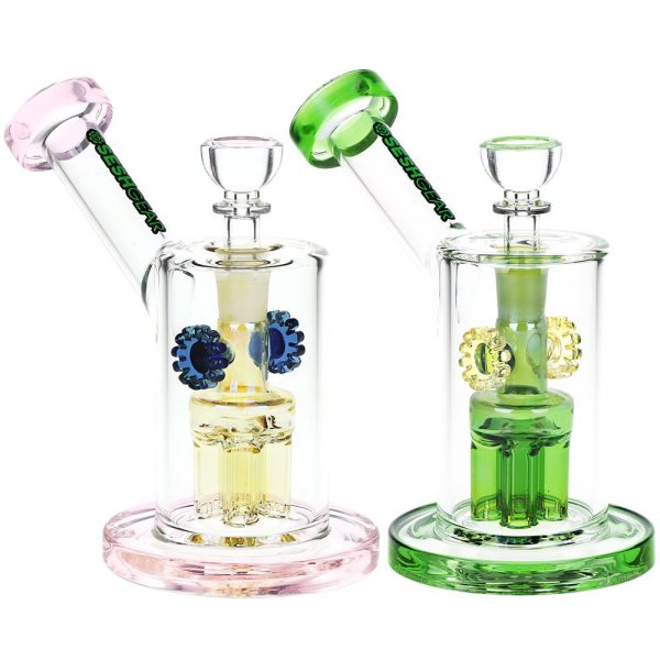 SeshGear Steampunk Gears Fumed Perc Glass Water Pipe | 6.5" | 14mm F - Image 3