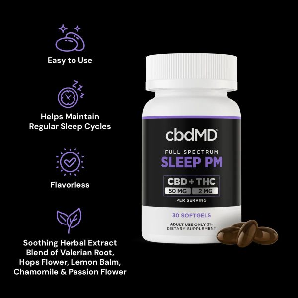 cbdMD CBD Sleep Softgels - 1500MG (Broad or Full Spectrum) - Image 3