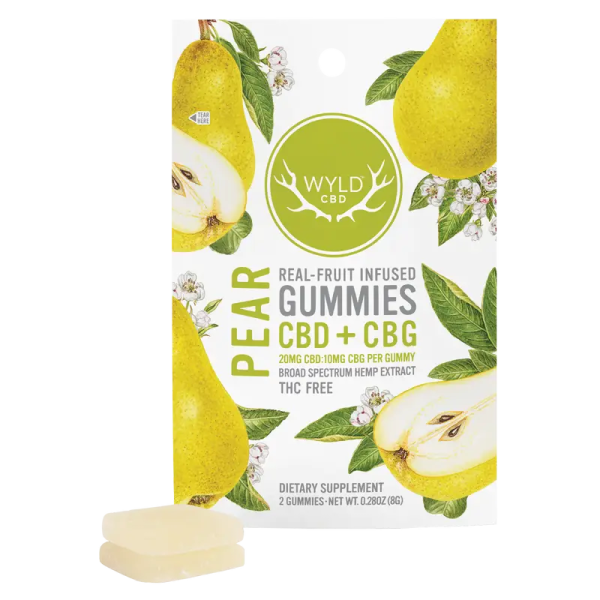 WYLD Real Fruit CBD + CBG Gummies Pear - (60MG - 1200MG)
