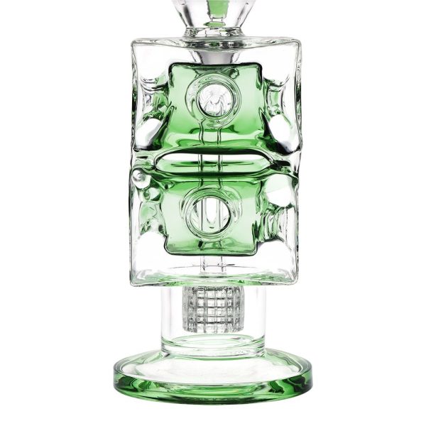 Pulsar Double Swiss Perc Blocks Glass Water Pipe - 12.5" / 14mm F / Blue - Image 8
