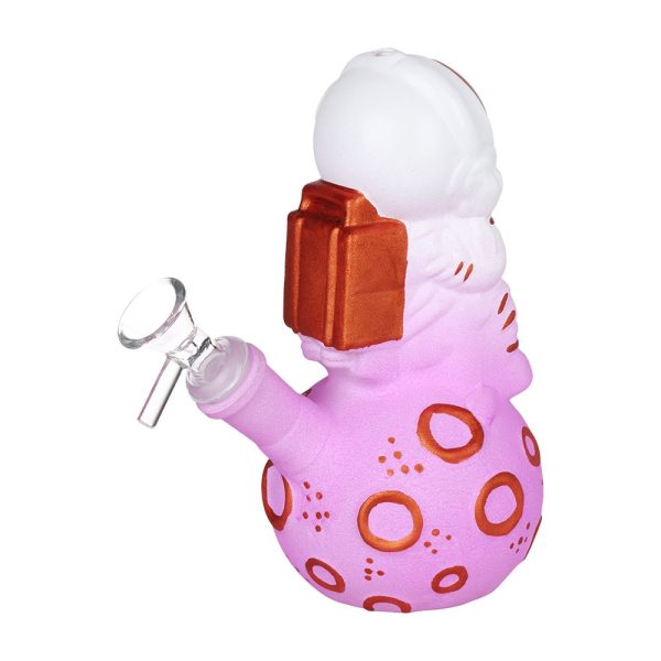 Dreamy Astronaut Glow In The Dark Painted Glass Water Pipe - 6.75" / 14mm F / Colors Vary - Image 3