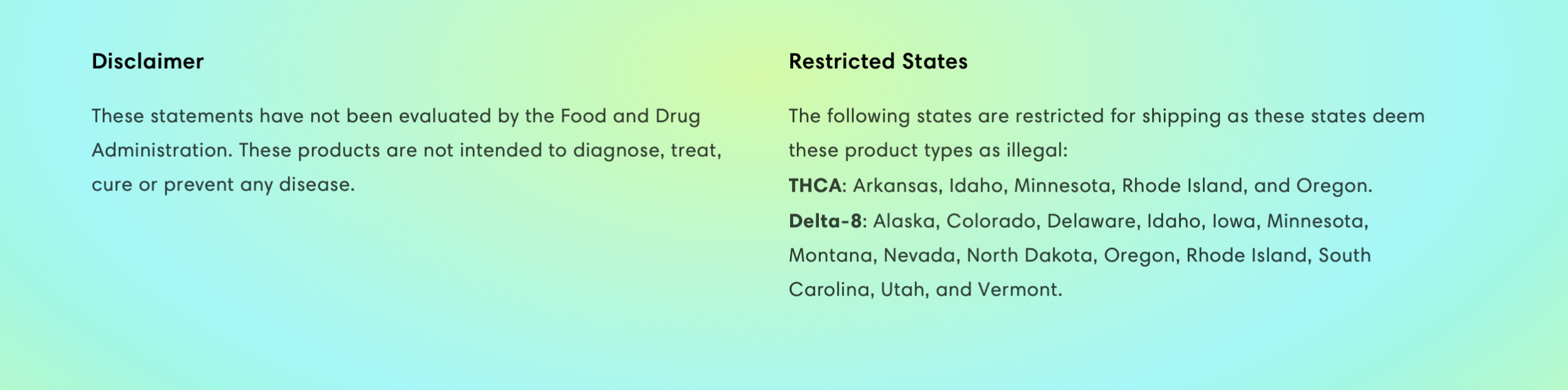 Restricted States Disclaimer