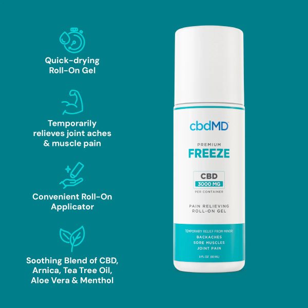 cbdMD CBD Freeze Pain Relief Roller w Menthol & Tea Tree Oil - Image 2