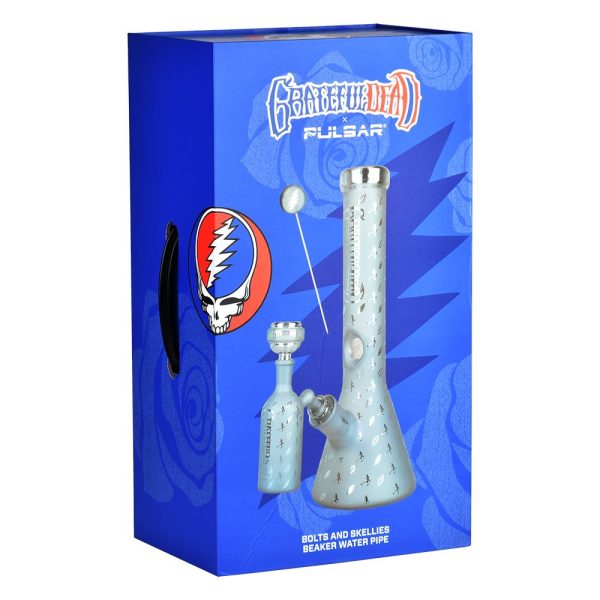 Grateful Dead x Pulsar Bolts And Skellies Glass Beaker Water Pipe Set | 13.75" | 14mm F - Image 6