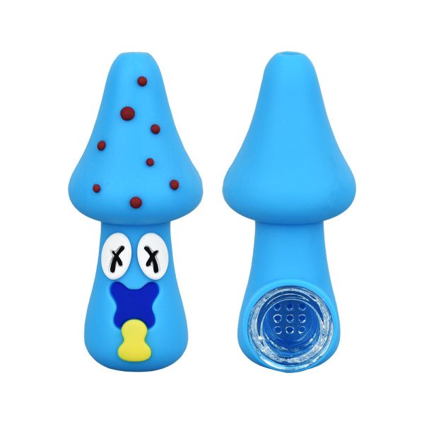 Spacey Facey Mushroom Silicone Hand Pipe - 3" / 12 Pcs - Image 2