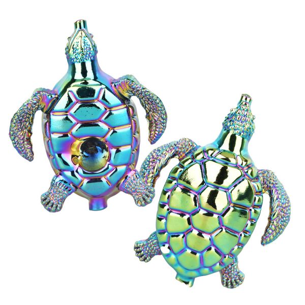 Luxurious Loggerhead Electroplated Glass Hand Pipe - 4.5" / Colors Vary - Image 3