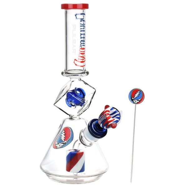 Grateful Dead x Pulsar Inception Cube Beaker Glass Water Pipe - 12.75" / 14mm F - Image 2
