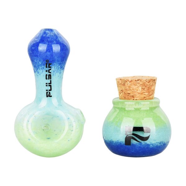 Pulsar Puff & Stash Glass Spoon Pipe & Jar | 2.5" - Image 3