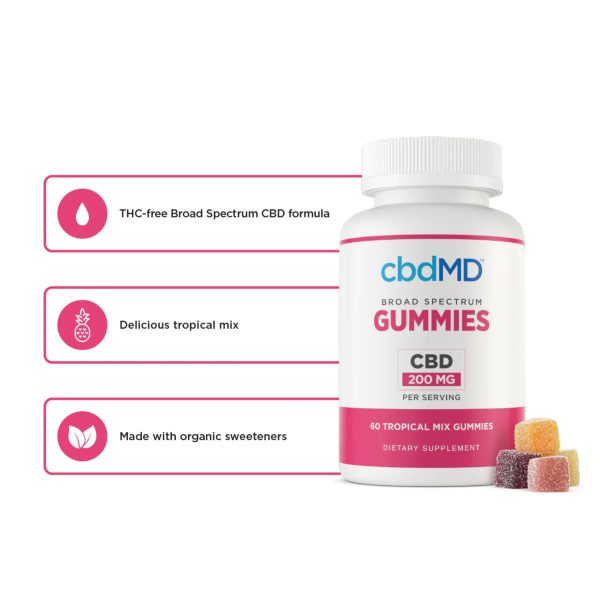 cbdMD Broad Spectrum CBD PM Sleep Gummies Raspberry - 750MG, 60ct - Image 5