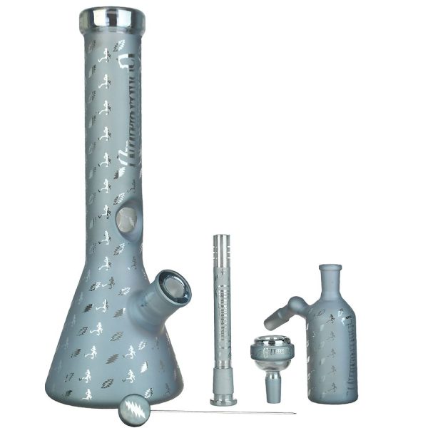 Grateful Dead x Pulsar Bolts And Skellies Glass Beaker Water Pipe Set | 13.75" | 14mm F - Image 4