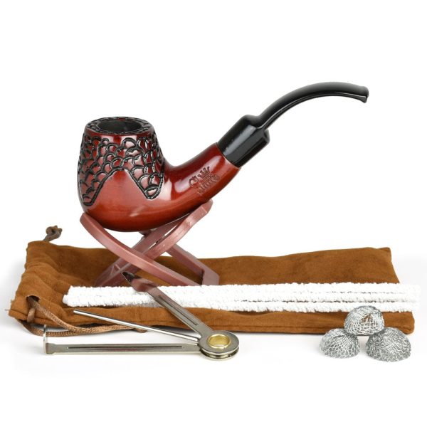 Pulsar Shire Pipes Engraved Bent Brandy Cherry Wood - 5.5" - Image 2