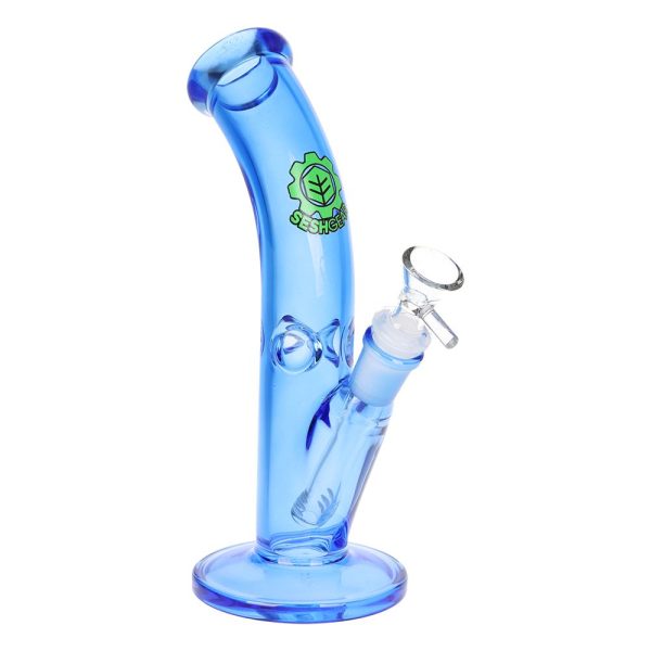 SeshGear Lean Back Bent Tube Colored Glass Water Pipe | 9" | 14mm F - Image 2