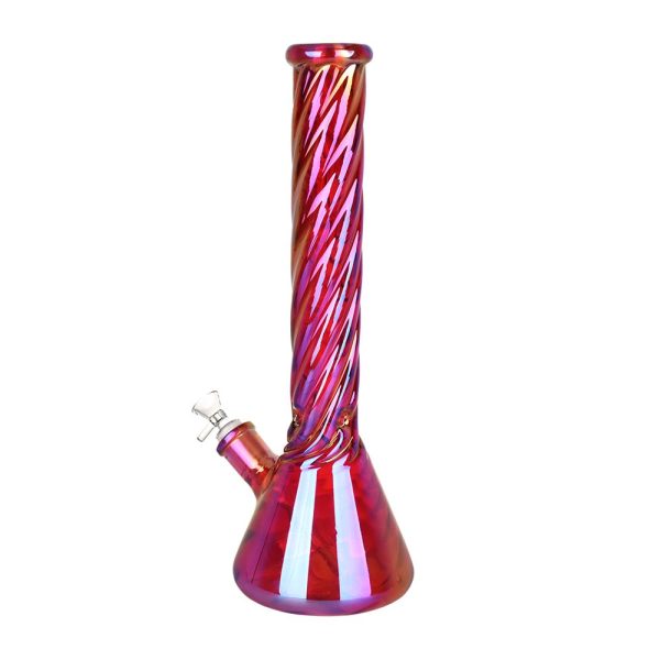Red Spiral Neck Glass Beaker Water Pipe | 14mm F - Image 4