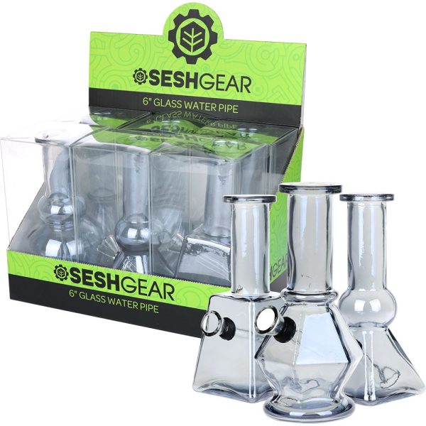 SeshGear Glass Mini Water Pipe | 6" | Grommet | Assorted Styles | 6ct Display - Image 9