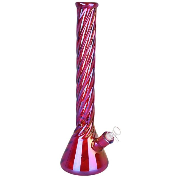 Red Spiral Neck Glass Beaker Water Pipe | 14mm F - Image 2