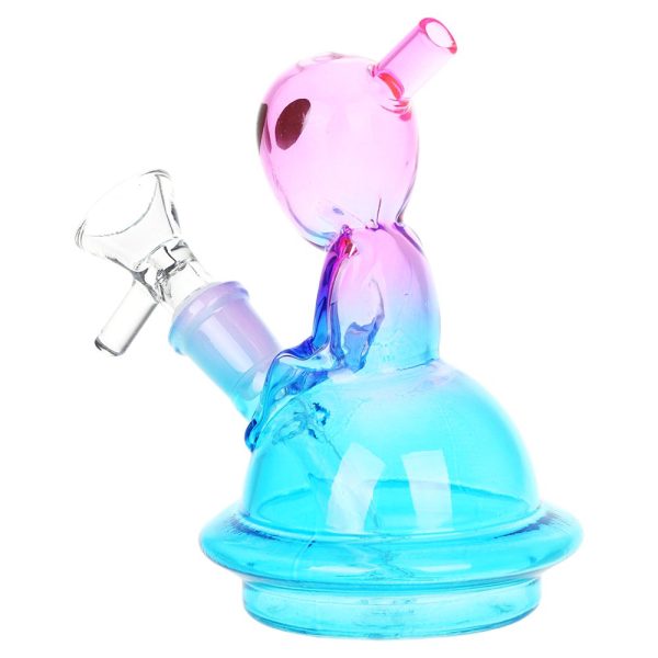 Alien UFO Ombre Mini Glass Water Pipe - 5" / 14mm F / Colors Vary - Image 4