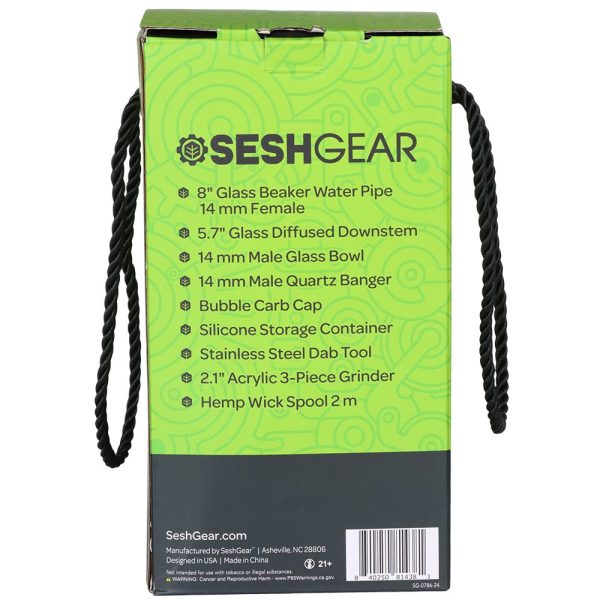 SeshGear Glass Beaker Water Pipe Smokers' Kit | 8" | 14mm F - Image 11