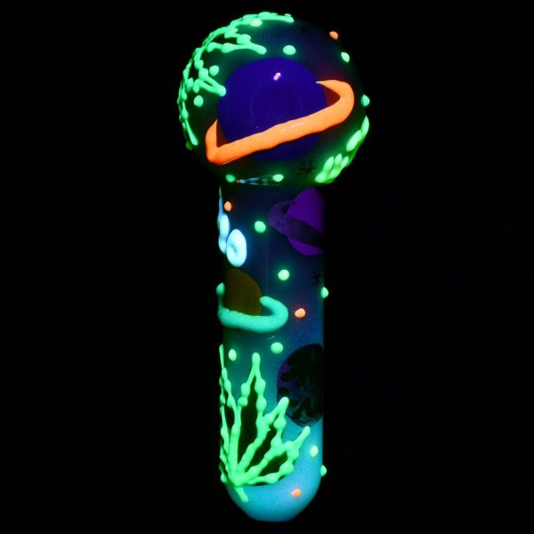 420 Painted Glow In The Dark Glass Hand Pipe - 5" / 6ct - Image 3