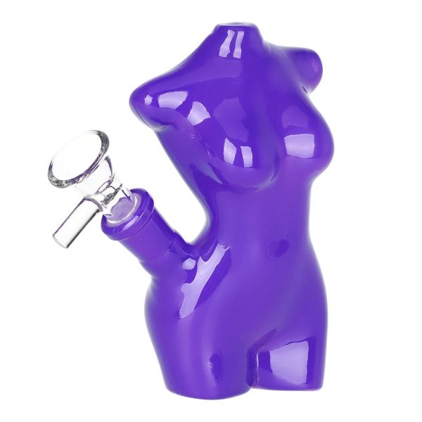 Lady Mannequin Mini Glass Water Pipe - 5" / 14mm F / Colors Vary - Image 2