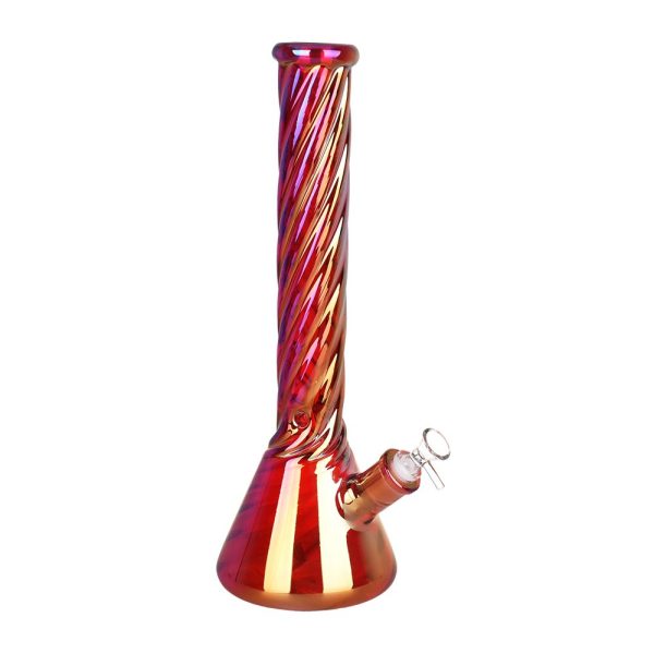 Red Spiral Neck Glass Beaker Water Pipe | 14mm F - Image 3