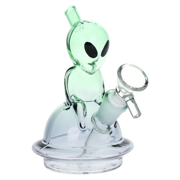 Alien UFO Ombre Mini Glass Water Pipe - 5" / 14mm F / Colors Vary - Image 3
