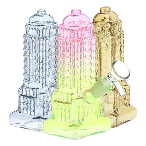 Empire State of Mind Glass Water Pipe - 6" / 14mm F / Colors Vary - Image 2
